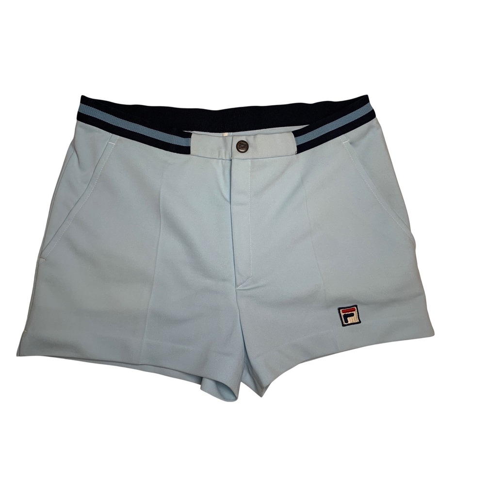 Vintage Fila Tennis Shorts Light Blue 90s Preppy Made in Italy Size 30 Retro
